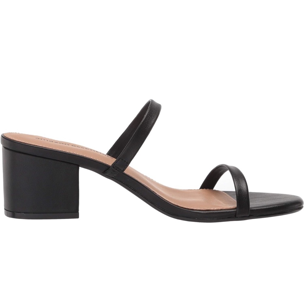 Black Amazon Essentials Women's Thin Two Strap Heeled Slide - Size 6